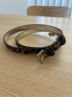 Boden Leopard-Print Skinny Cow Hair Leather Belt with Gold Buckle